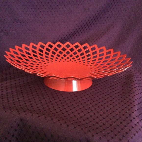 Torre & Tagus Bowl 11" Cutout Metal Modernist Pedestal Fruit Decor - Picture 1 of 10